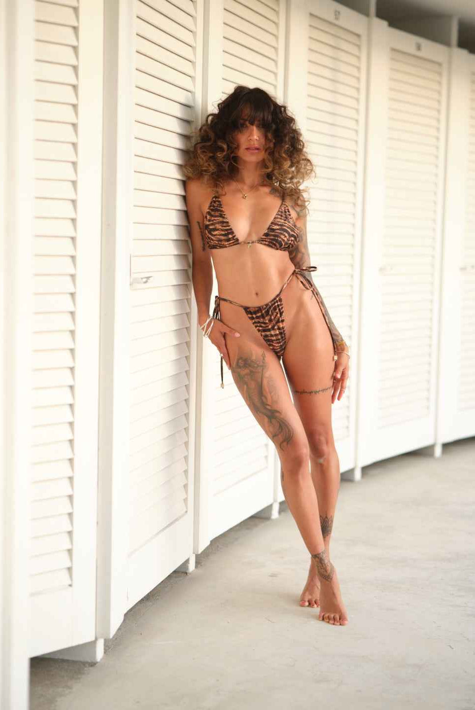 Malea - Cheeky Bikini Bottom in Bronze Tiger