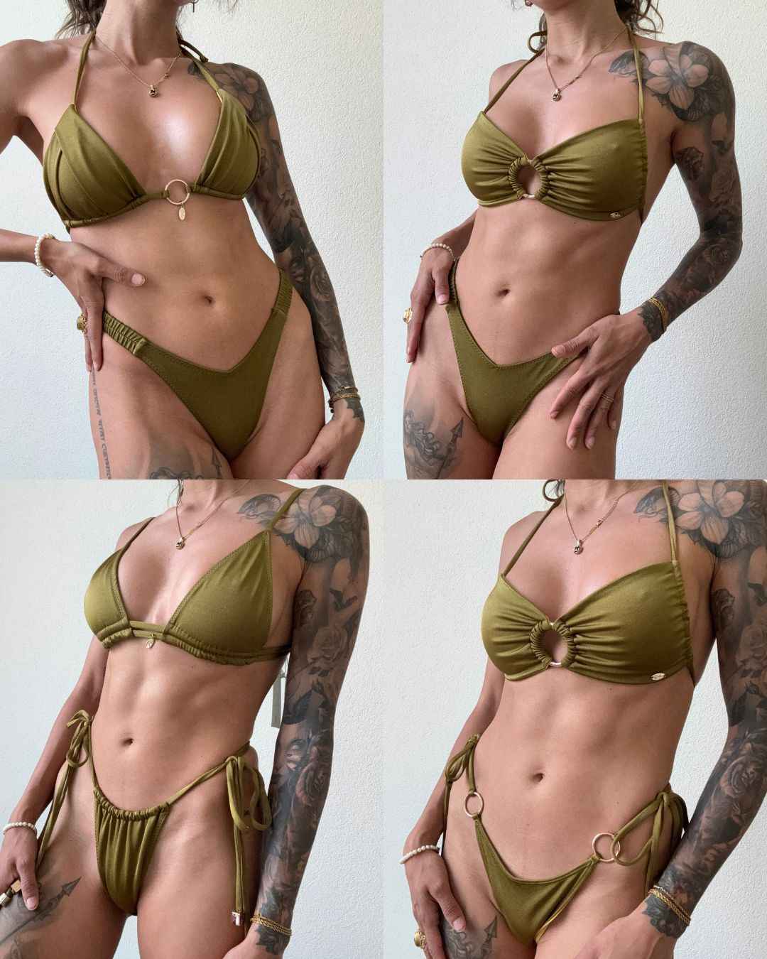 Dinara - Bandeau Bikini Top, Olive Green