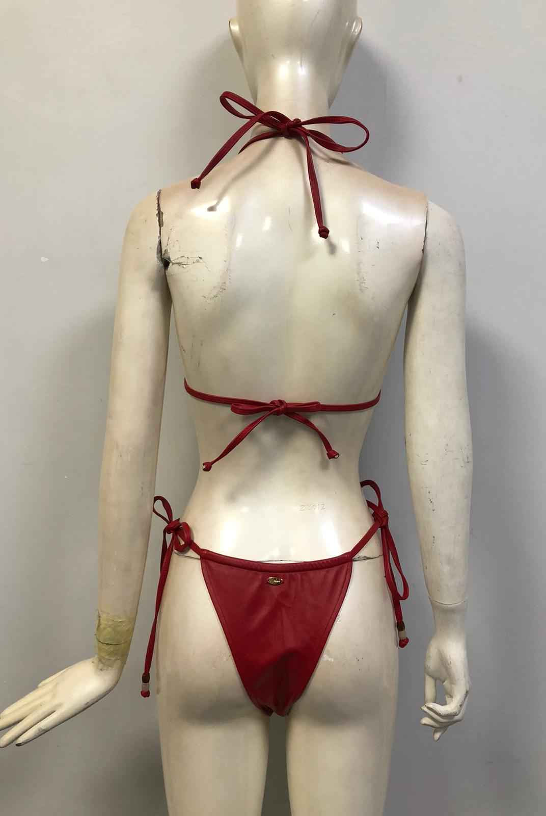 Lumière - Leather Bikini Bottom in Cherry Red