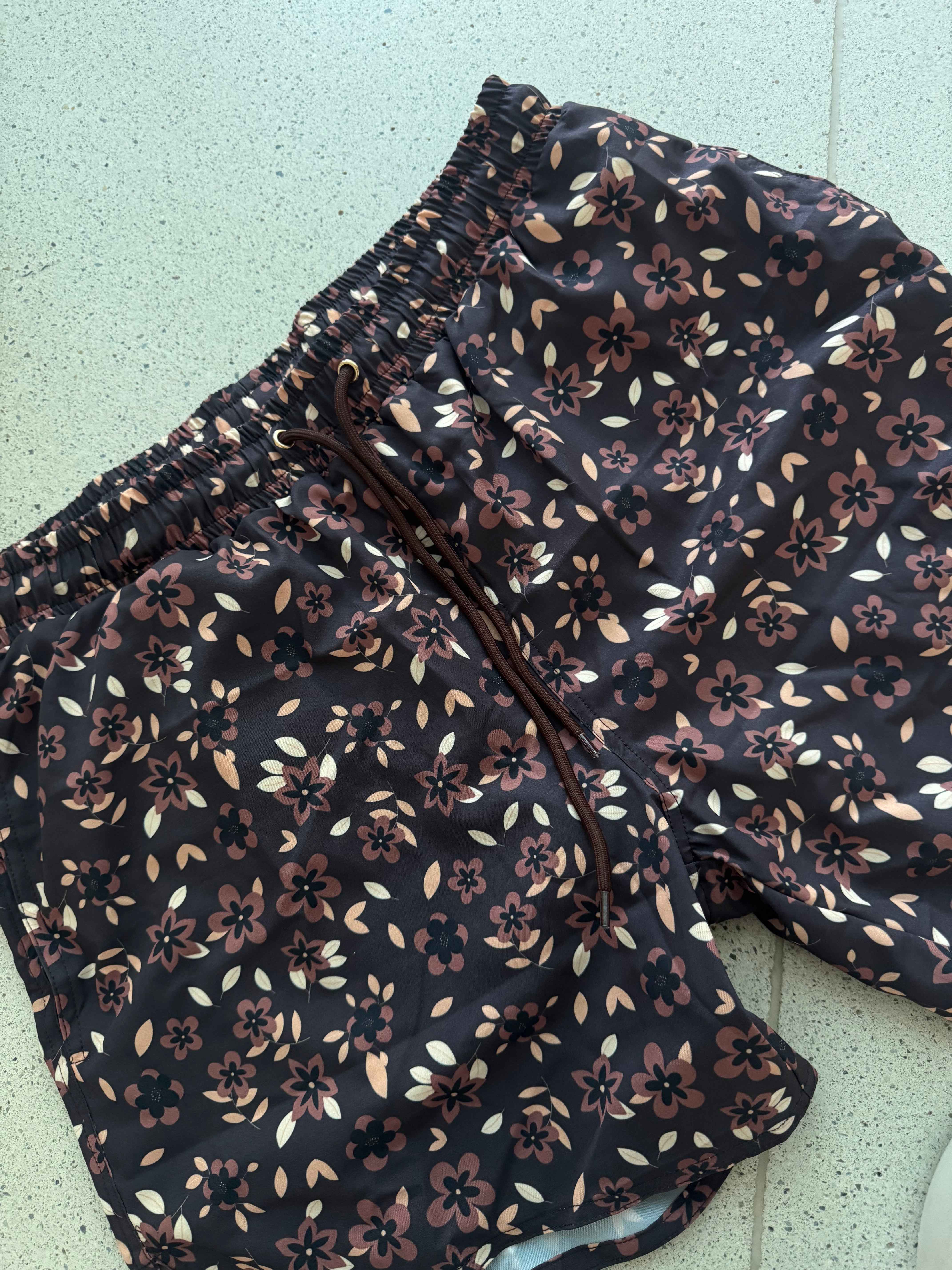 Badehose -  in Brown Flower
