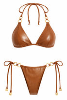 Lumière Leather Ring Bikini Top - Marmor Brown